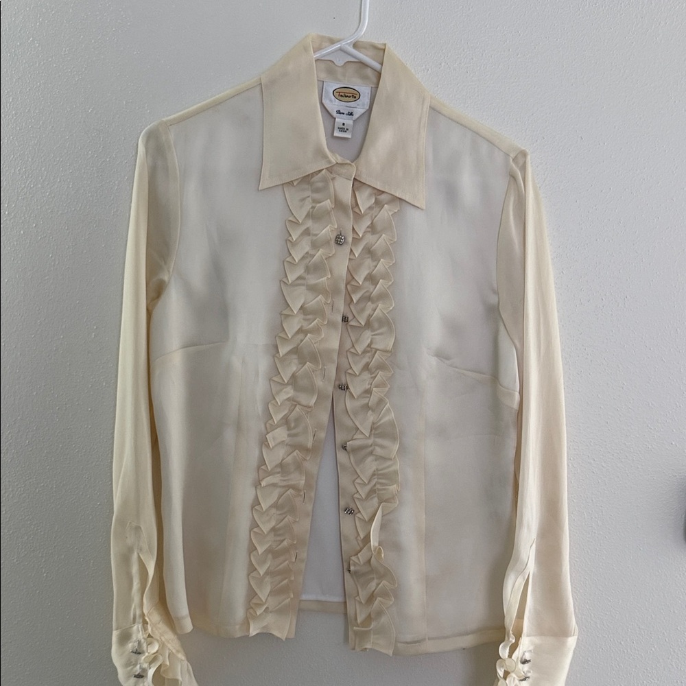 Talbots Cream Ruffled Blouse